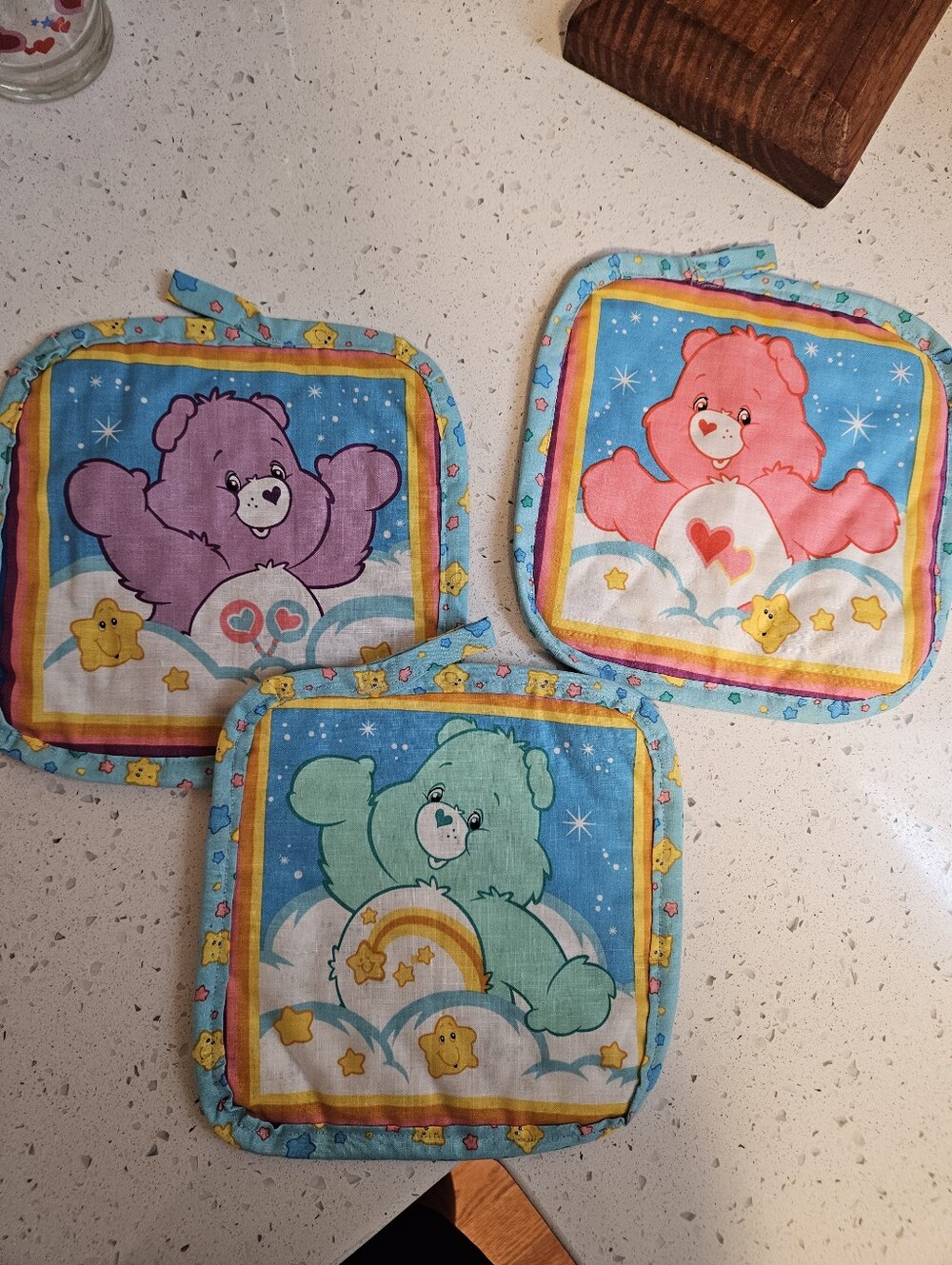 Handmade Care Bear Potholders
